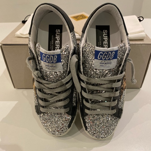 Golden Goose Superstar Silver Glitter/Leopard NIB - Picture 7 of 11